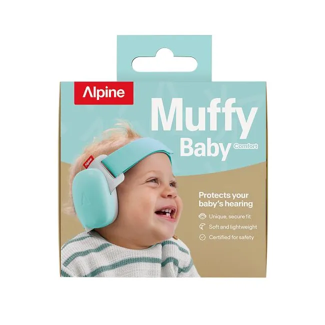 Casti antifonice pentru bebelusi si copii pana la 4 ani, ofera protectie auditiva, SNR 24, ALPINE Muffy Fresh Aqua, ALP20157