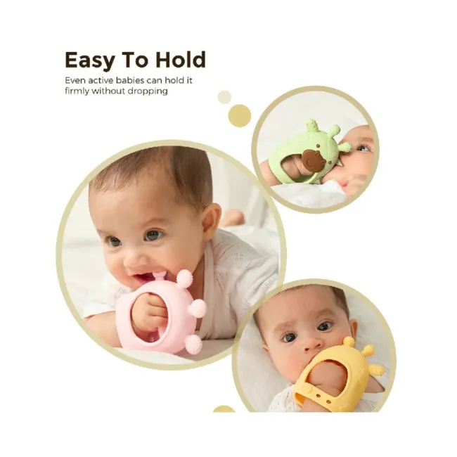 Jucarie dentitie din silicon Momcozy Green