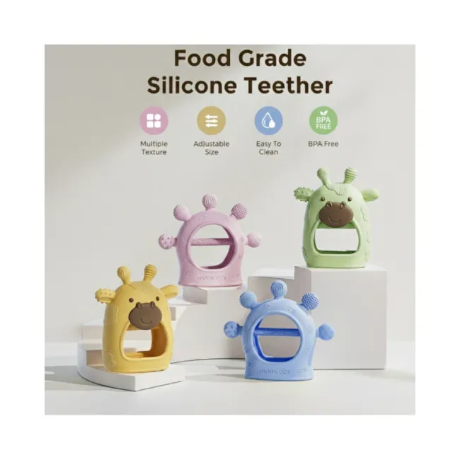 Jucarie dentitie din silicon Momcozy Green
