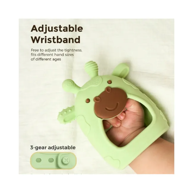 Jucarie dentitie din silicon Momcozy Green