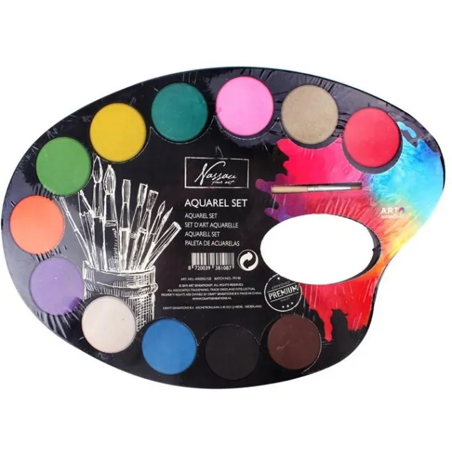 Paleta artistului -12 acuarele cu pensula