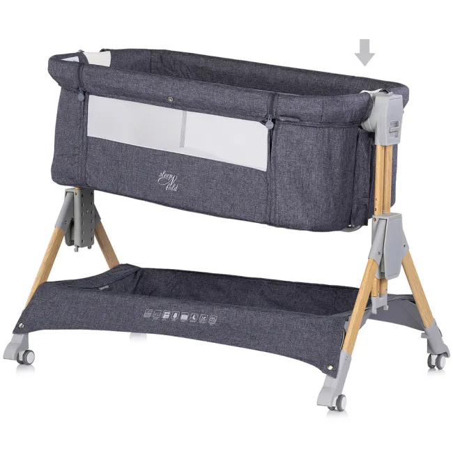 Patut co-sleeper pliabil Chipolino SleepNFold charcoal HUBKOSSF0261CH