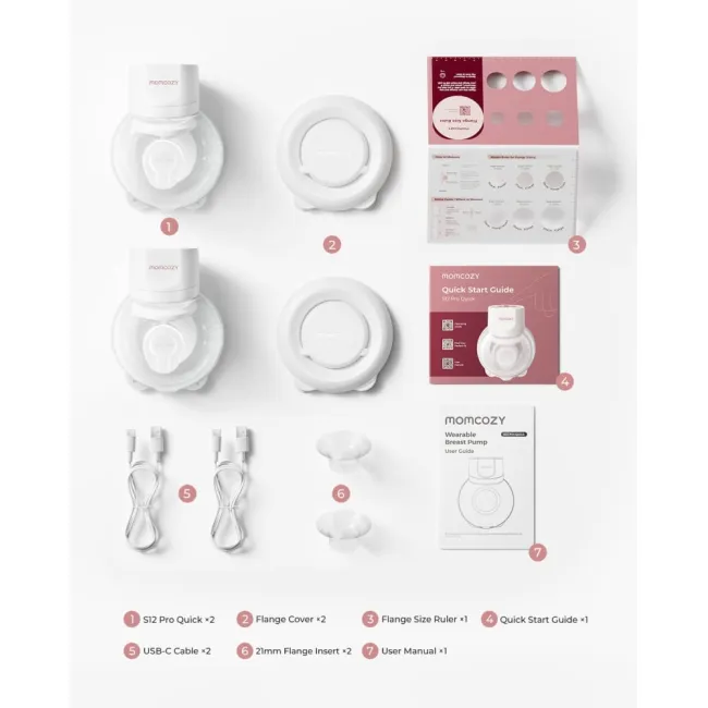 Pompa de san Momcozy Hands-free dubla S12 Pro Quick White