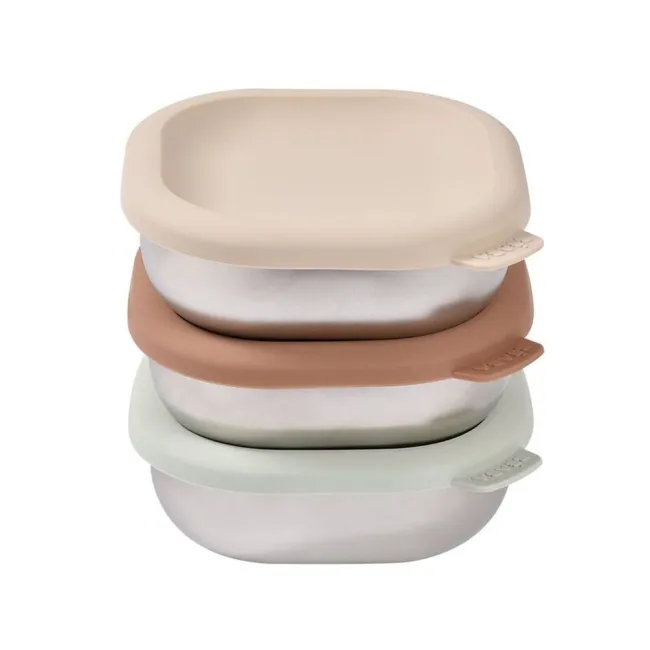 Set 3 caserole pentru gustari Beaba din otel inoxidabil