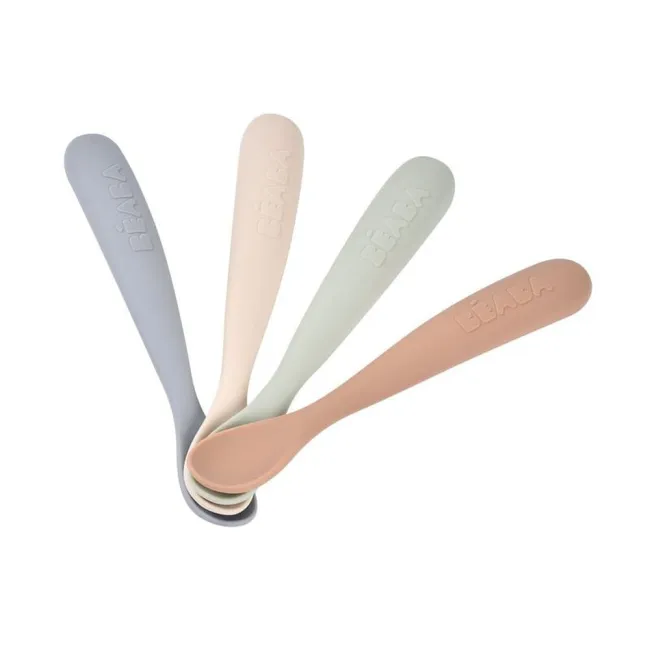 Set 4 lingurite silicon Beaba +4 luni Solid Natural