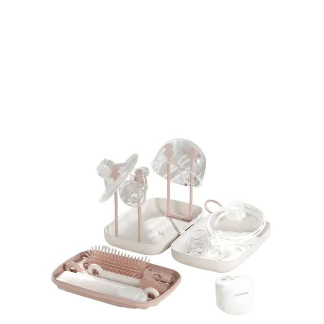 Set de perii pentru biberoane Momcozy 7 in 1 din silicon Pink