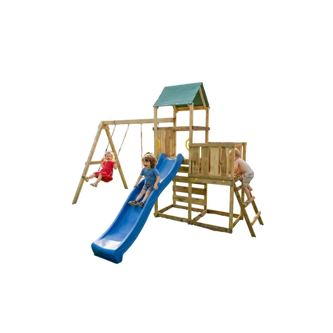 Complex joaca din lemn pentru 7 copii, cu turn, 2 leagane si platforma, max play  3.1 fungoo - okefus09880pkxb1