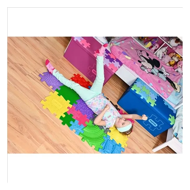 Covoras ortopedic senzorial puzzle curcubeu pastel - okemfk-106