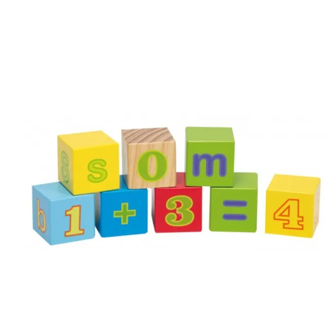 Cuburi educative, Joueco, Alfabetul, 30 piese, Din lemn certificat FSC, 12 luni+, Multicolor BYN80035