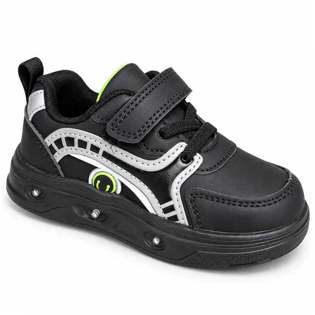 Pantofi sport cu luminite, model sporty style 2, piele ecologica, baieti, negru ad30-223
