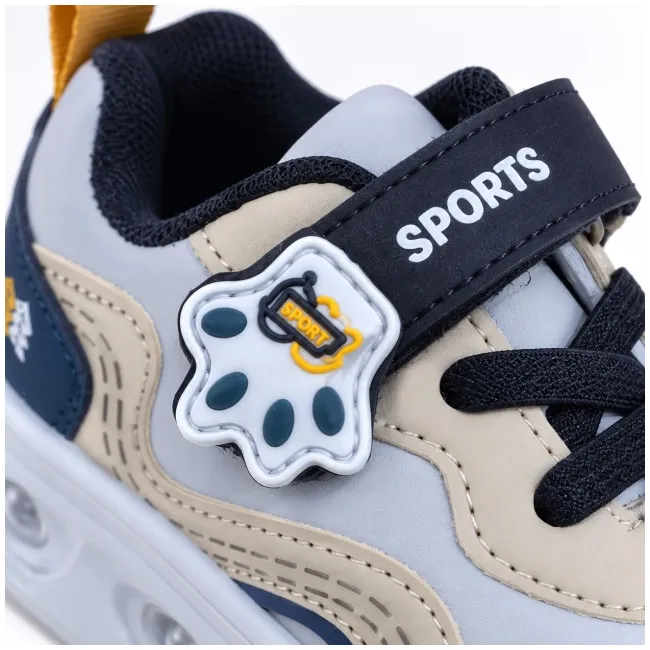 Pantofi sport cu luminite, model sporty style 3, piele ecologica, baieti, gri ad30-224
