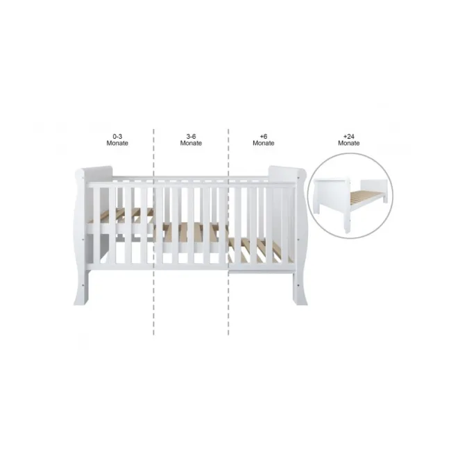 Patut Evolutiv 140x70cm Scarlet 3a N1 Gri ,   Pat Bebe + Junior + Pat Pree Colar, Somiera Reglabila 3 Pozitii + Sipci Detae Abile   En 716-1, Max 40kg Pjbscarlet140_g