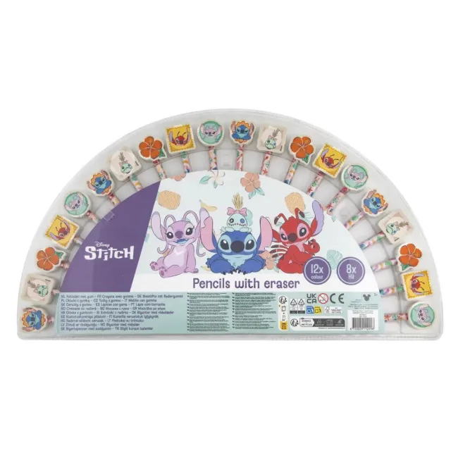 Set 20 creioane cu guma de sters - stitch