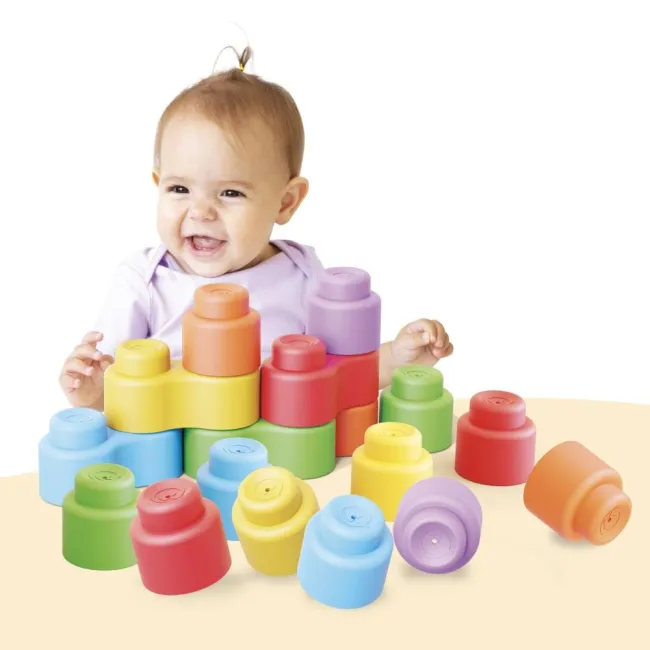 Set constructie Quercetti Momy Soft cuburi moi 28 piese