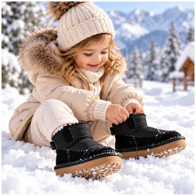 Cizme imblanite pentru copii, model good style, negru ad26