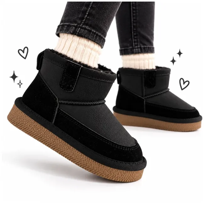 Cizme imblanite pentru copii, model good style, negru ad26