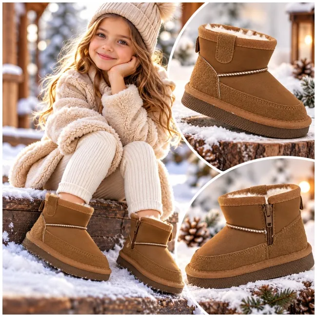 Cizme imblanite pentru copii, model good style 2, maro ad26