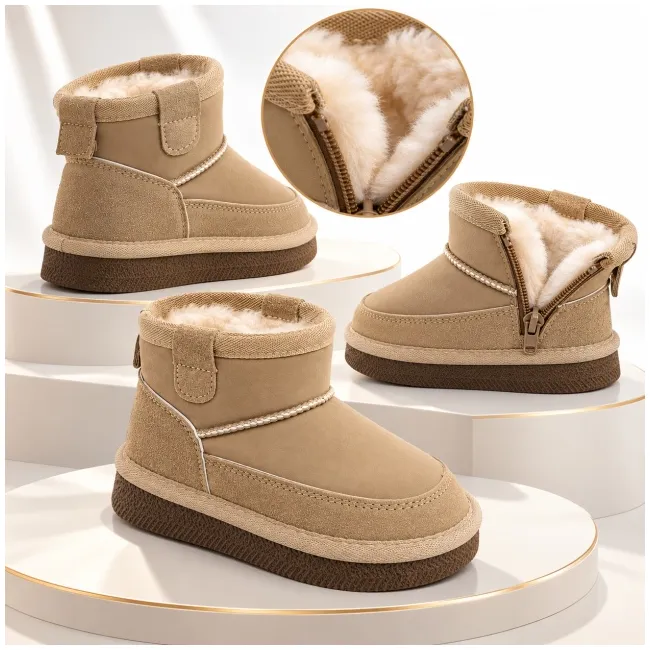 Cizme imblanite pentru copii, model good style 3, bej ad26