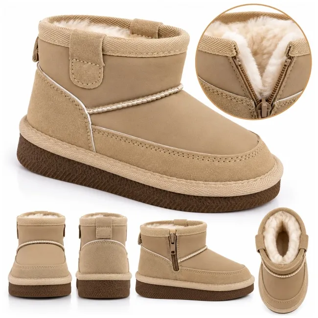 Cizme imblanite pentru copii, model good style 3, bej ad26