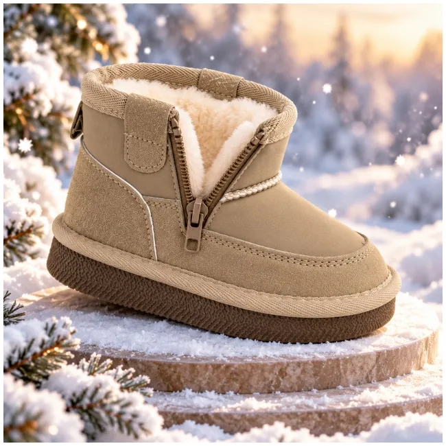 Cizme imblanite pentru copii, model good style 3, bej ad26
