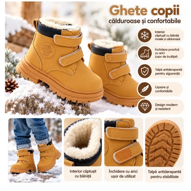 Ghete imblanite pentru copii, model mountain, maro ad26