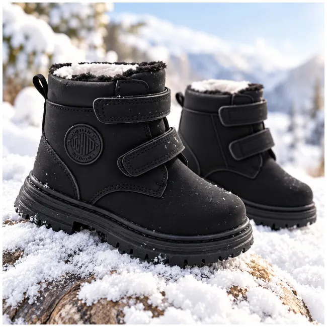 Ghete imblanite pentru copii, model mountain style, negru ad26