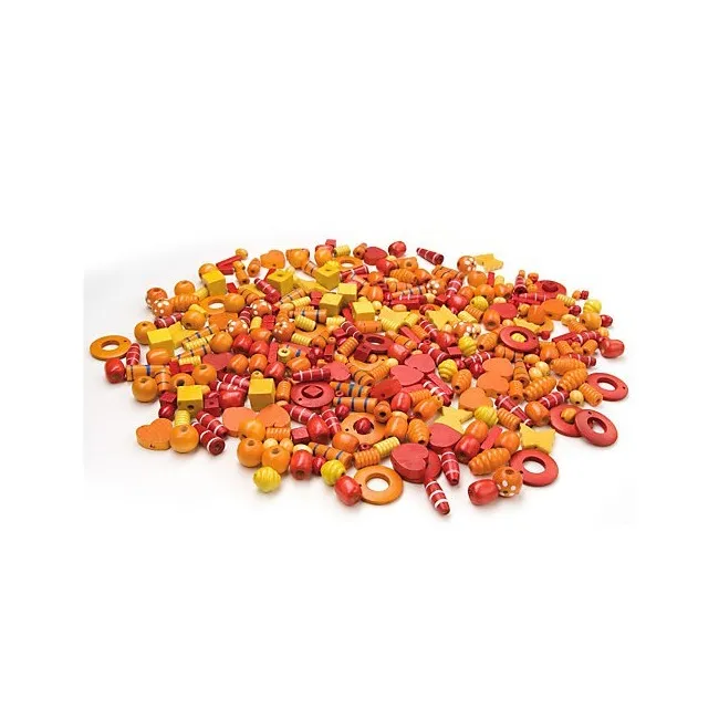Margele lemn 250 gr galben si portocaliu - okepb2462011