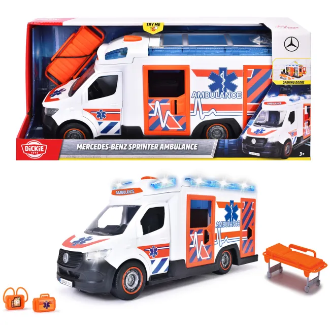 Masina ambulanta Dickie Toys Mercedes-Benz Sprinter cu lumini si sunete HUBS203716032038