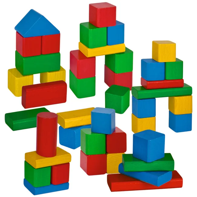 Set constructie Eichhorn Colored Wooden Blocks 50 piese HUBS100007700