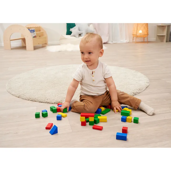 Set constructie Eichhorn Colored Wooden Blocks 50 piese HUBS100007700
