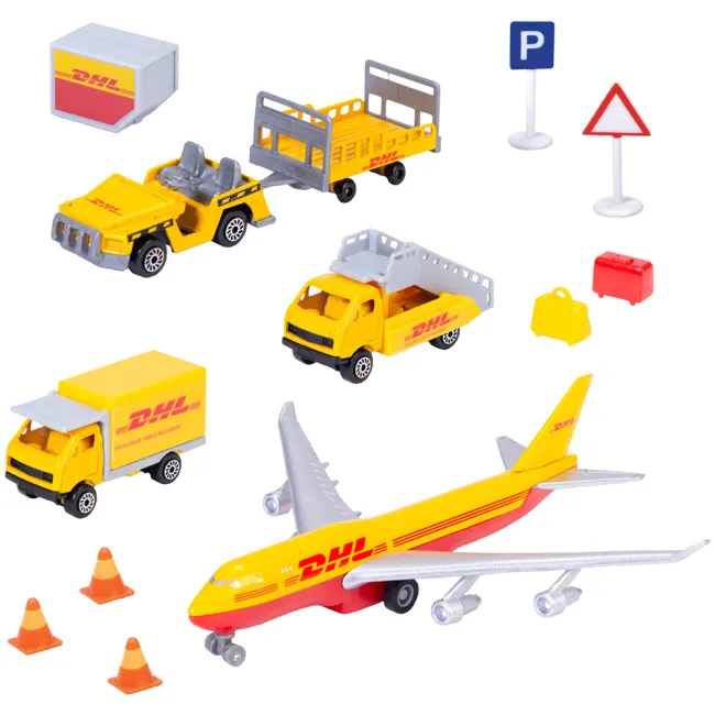 Set de joaca aeroport Dickie Toys DHL Airport Playset cu 13 piese HUBS203743018