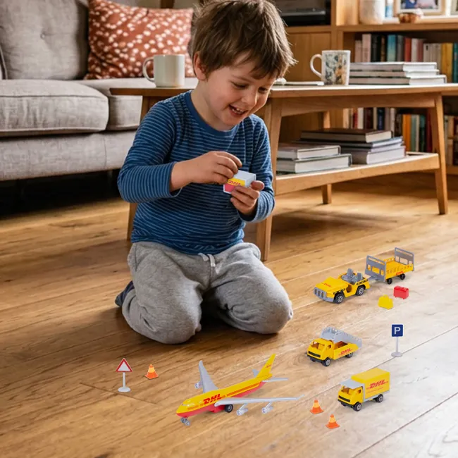 Set de joaca aeroport Dickie Toys DHL Airport Playset cu 13 piese HUBS203743018