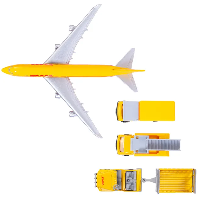 Set de joaca aeroport Dickie Toys DHL Airport Playset cu 13 piese HUBS203743018