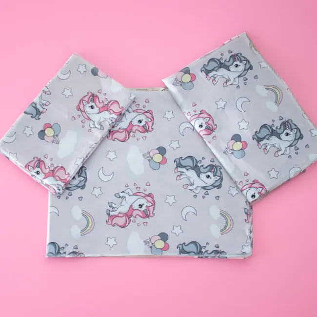 Lenjerie in 3 piese Unicorn pentru pat copii 2-16 ani compatibila cu saltea 180x80cm - ASC6427968022495