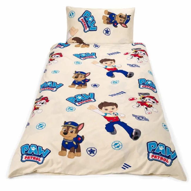 Lenjerie universala 2 piese cu Paw Patrol Crem pentru pat copii - ASC6427968022808
