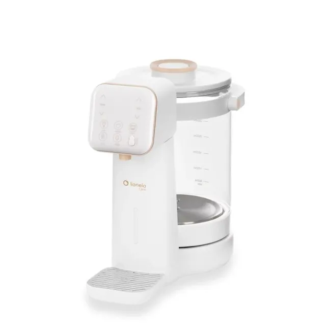 Aparat pentru incalzirea si declorizare apei, Lionelo, Babypresto 2.0, Pentru lapte parf, Lampa UV, Rezervor 3l, Lumina de noapte, Dozare 30- 300 ml, 1200 W, Afisaj digital, Alb BYNLOC-BABYPRESTO_2.0_WHITE