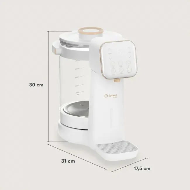 Aparat pentru incalzirea si declorizare apei, Lionelo, Babypresto 2.0, Pentru lapte parf, Lampa UV, Rezervor 3l, Lumina de noapte, Dozare 30- 300 ml, 1200 W, Afisaj digital, Alb BYNLOC-BABYPRESTO_2.0_WHITE
