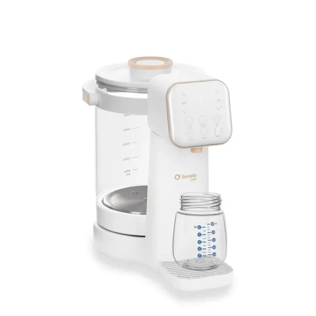 Aparat pentru incalzirea si declorizare apei, Lionelo, Babypresto 2.0, Pentru lapte parf, Lampa UV, Rezervor 3l, Lumina de noapte, Dozare 30- 300 ml, 1200 W, Afisaj digital, Alb BYNLOC-BABYPRESTO_2.0_WHITE