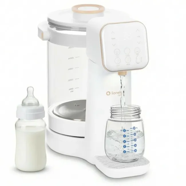 Aparat pentru incalzirea si declorizare apei, Lionelo, Babypresto 2.0, Pentru lapte parf, Lampa UV, Rezervor 3l, Lumina de noapte, Dozare 30- 300 ml, 1200 W, Afisaj digital, Alb BYNLOC-BABYPRESTO_2.0_WHITE