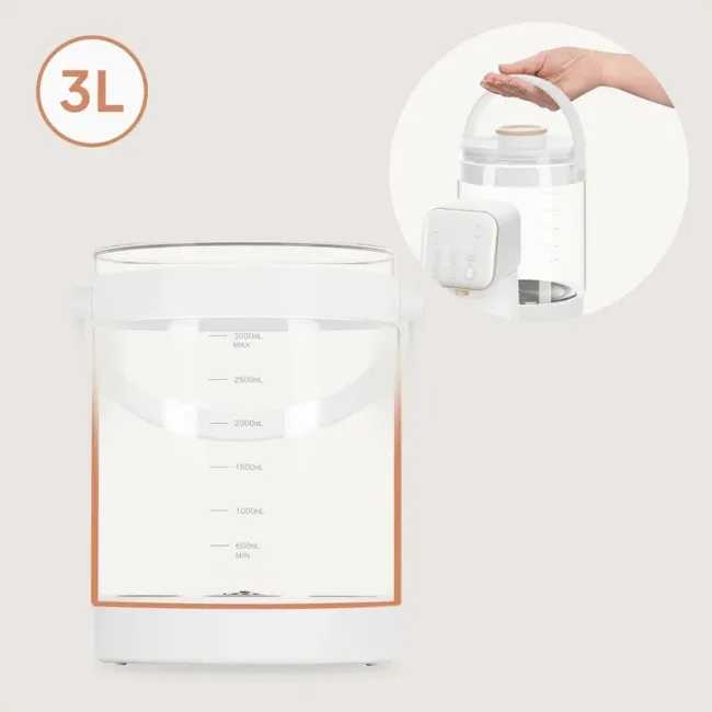 Aparat pentru incalzirea si declorizare apei, Lionelo, Babypresto 2.0, Pentru lapte parf, Lampa UV, Rezervor 3l, Lumina de noapte, Dozare 30- 300 ml, 1200 W, Afisaj digital, Alb BYNLOC-BABYPRESTO_2.0_WHITE