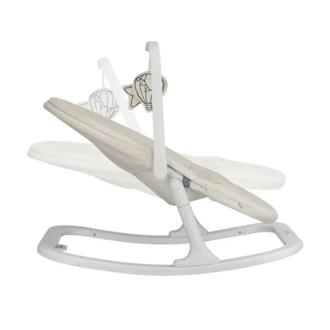 Balansoar, Lionelo, Celia Close&Cosy, Manual, Cu 2 pozitii de inclinare, Cu centuri de siguranta in 5 puncte, Bara cu jucarii inclusa, Baza din lemn de fag, Husa detasabila si lavabila, Pana la 9 kg, Alb BYNLO-CELIA_ROCKER_CLOSE&COSY