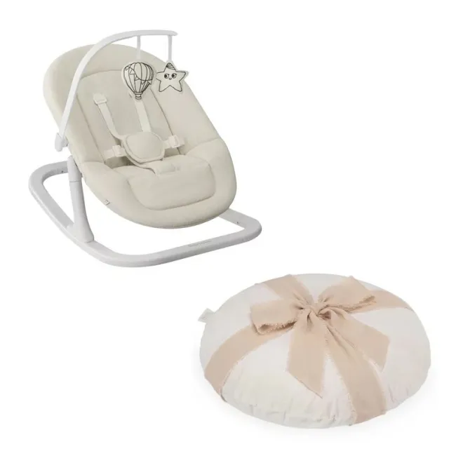 Balansoar, Lionelo, Celia Close&Cosy, Manual, Cu 2 pozitii de inclinare, Cu centuri de siguranta in 5 puncte, Bara cu jucarii inclusa, Baza din lemn de fag, Husa detasabila si lavabila, Pana la 9 kg, Alb BYNLO-CELIA_ROCKER_CLOSE&COSY