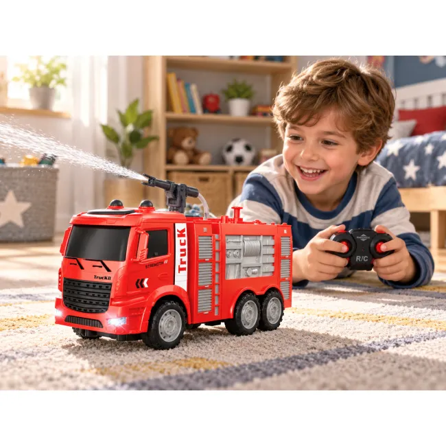 Camion de pompieri cu telecomandă, 7 funcții, lumini, 27 MHz, aprox. 30 cm, 5+ ani SOLRS11969