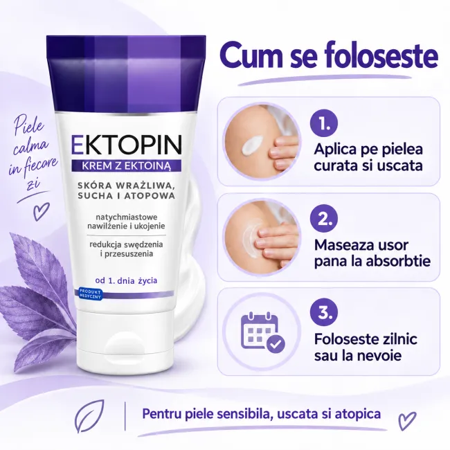Crema Solinea Ektopin, cu ectoina, pentru piele sensibila, uscata si atopica, hidratare si calmare, 50 ml BITcremaEktopin