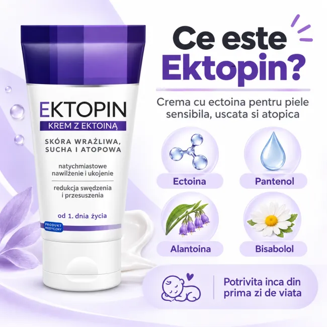 Crema Solinea Ektopin, cu ectoina, pentru piele sensibila, uscata si atopica, hidratare si calmare, 50 ml BITcremaEktopin