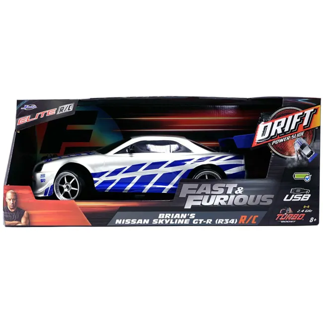 Masina Jada Toys RC Fast & Furious Nissan Skyline GT-R Drift 1:10 cu telecomanda HUBS9399701314R04