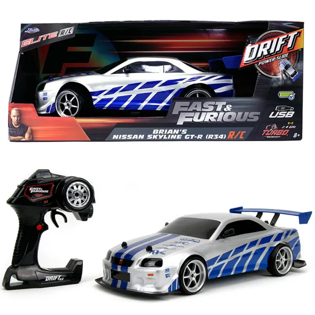 Masina Jada Toys RC Fast & Furious Nissan Skyline GT-R Drift 1:10 cu telecomanda HUBS9399701314R04