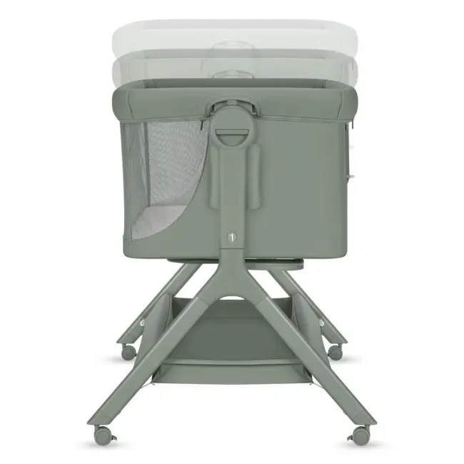 Patut co-sleeper, Lionelo, Leonie Plus, Pliabil, Cu sistem de leganare, Cu setare unghiulara, Reglabil in 6 pozitii pe inaltime, Conform cu standardele europeane de securitate EN1130 si EN16890, Verde BYNLO-LEONIE_PLUS_GREEN_SAGE