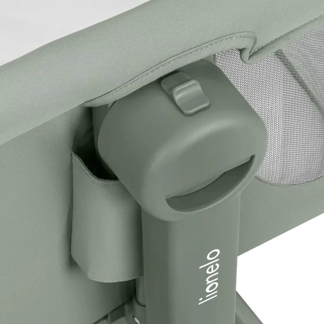 Patut co-sleeper, Lionelo, Leonie Plus, Pliabil, Cu sistem de leganare, Cu setare unghiulara, Reglabil in 6 pozitii pe inaltime, Conform cu standardele europeane de securitate EN1130 si EN16890, Verde BYNLO-LEONIE_PLUS_GREEN_SAGE