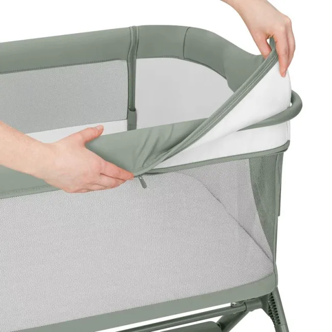 Patut co-sleeper, Lionelo, Leonie Plus, Pliabil, Cu sistem de leganare, Cu setare unghiulara, Reglabil in 6 pozitii pe inaltime, Conform cu standardele europeane de securitate EN1130 si EN16890, Verde BYNLO-LEONIE_PLUS_GREEN_SAGE
